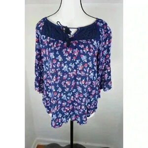 Justice Girls Floral Peasant Blouse - Size, 14/16